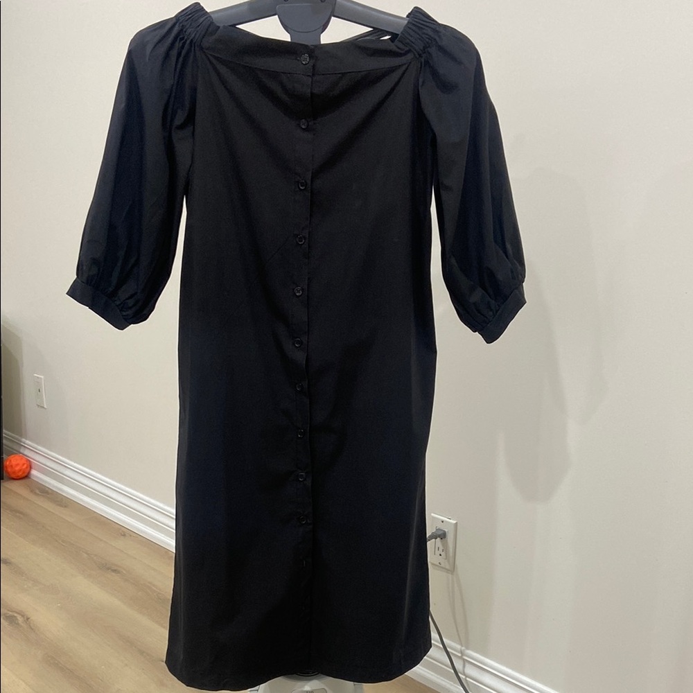 Yoana Baraschi Black Sheath Dress with Puff Sleeves